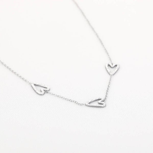 Triple hearts ketting zilver