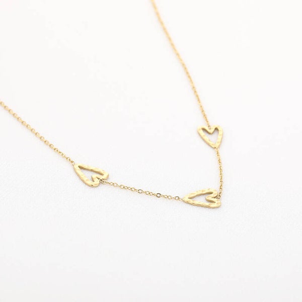 Triple hearts ketting goud