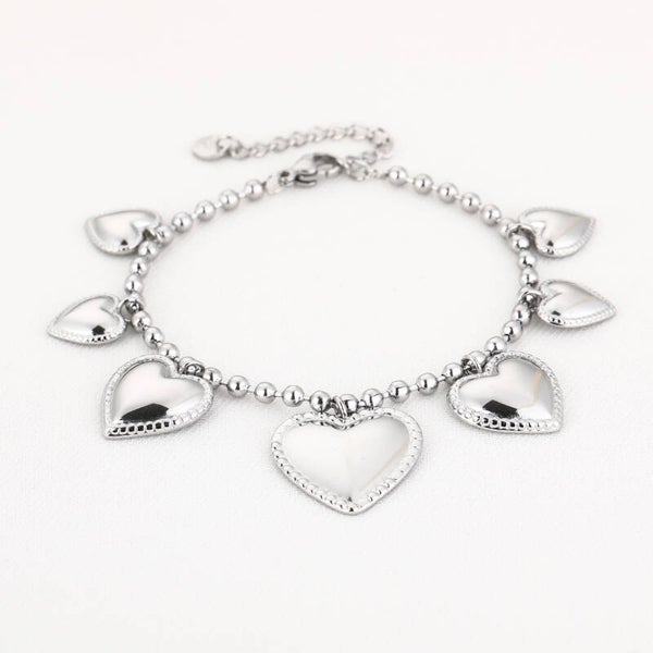 Big heart charms armband zilver