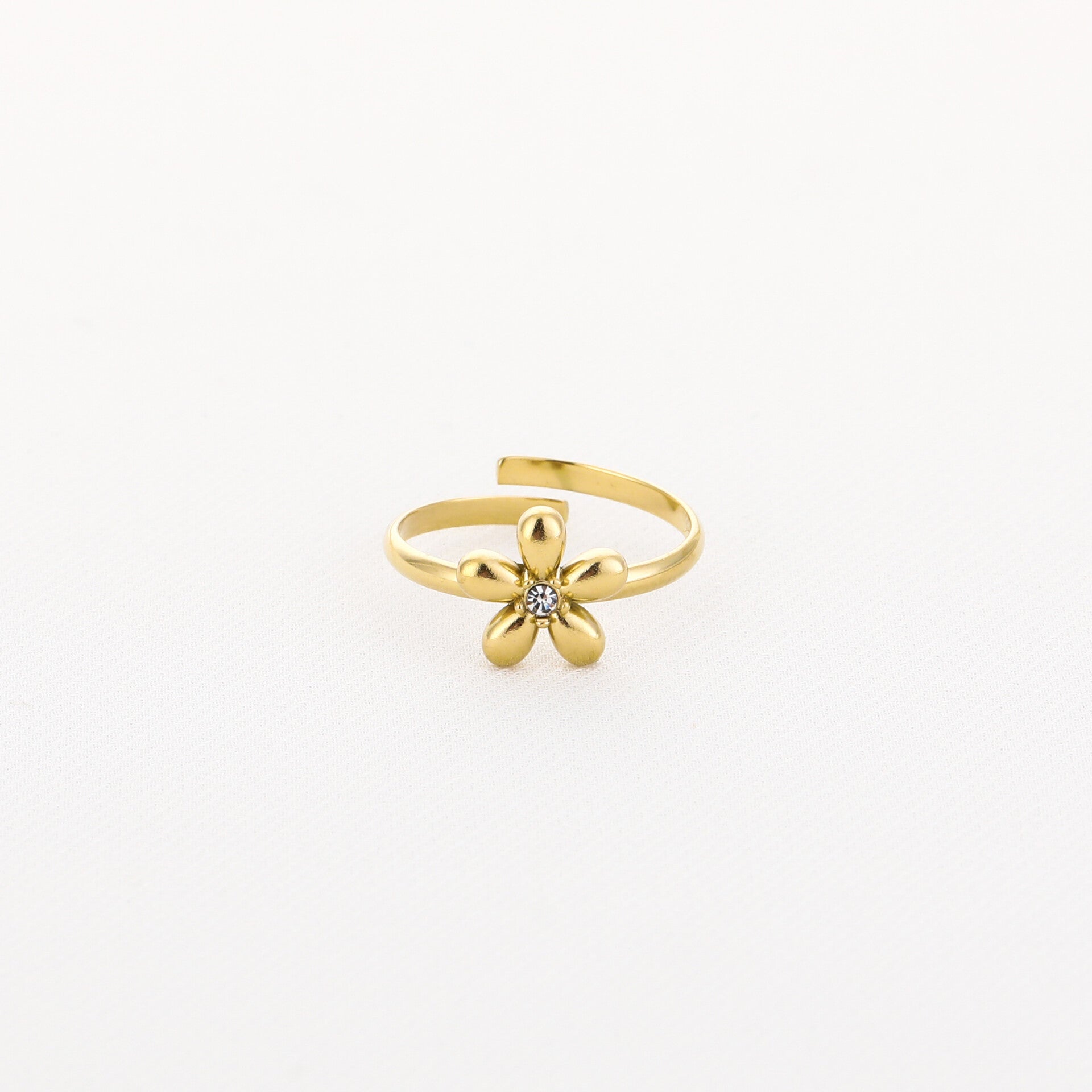 Shiny flower ring goud (wit)