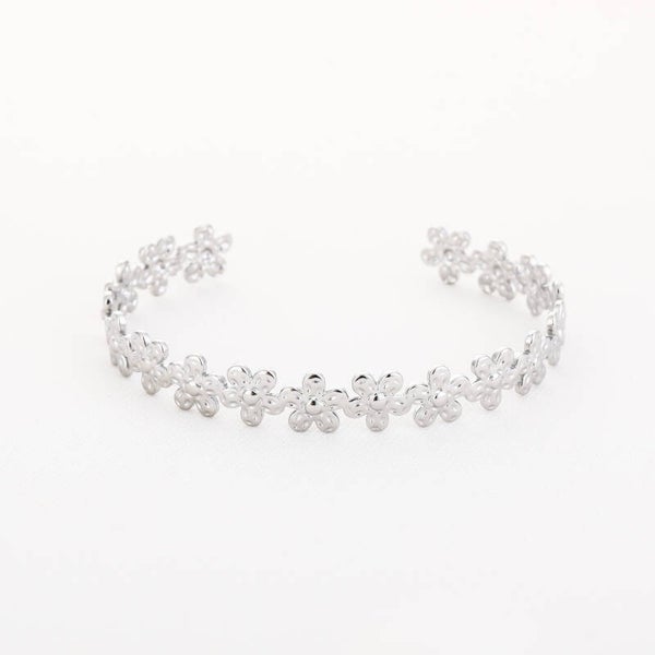 Flower bangle zilver