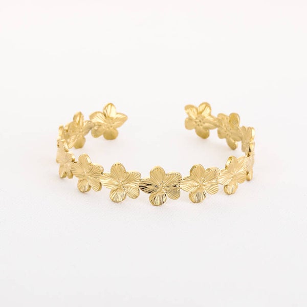 Big flower bangle goud