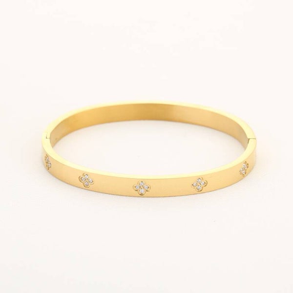 Shine clover bangle goud