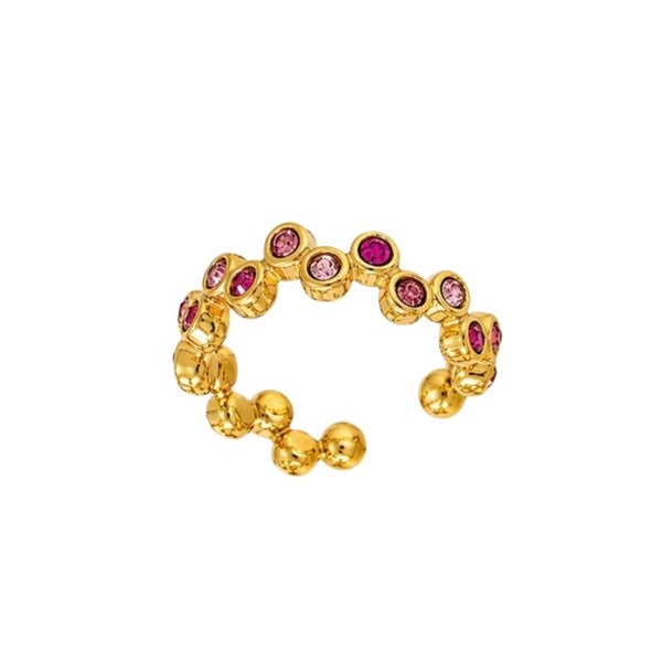 Pink dots ring goud