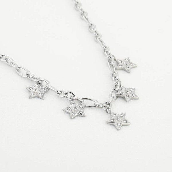 Sparkling stars ketting zilver
