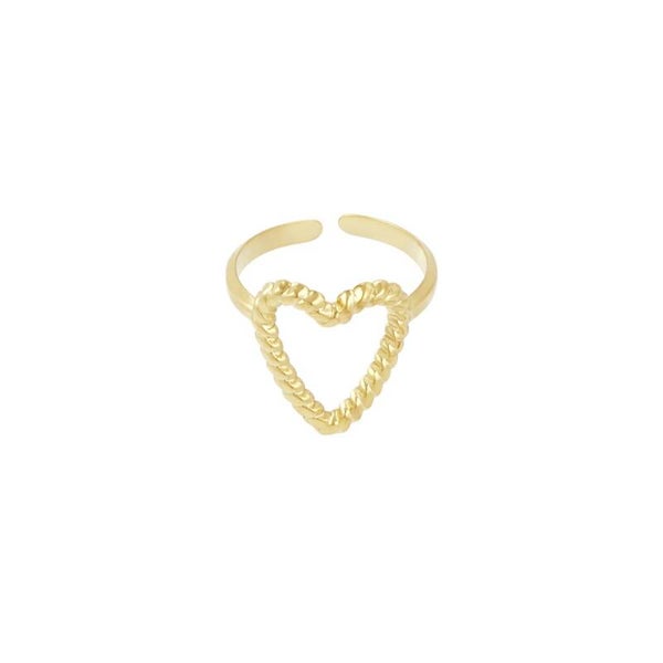 Twisted heart ring goud