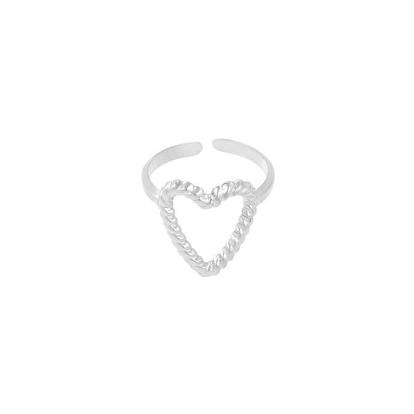Twisted heart ring zilver