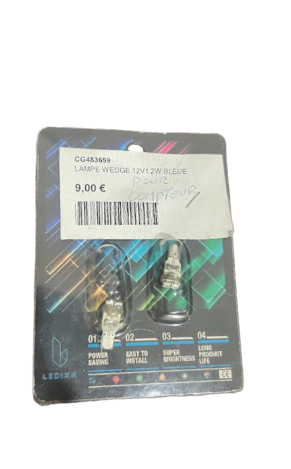 LAMPE WEDGE 12V 1.2W BLEUE