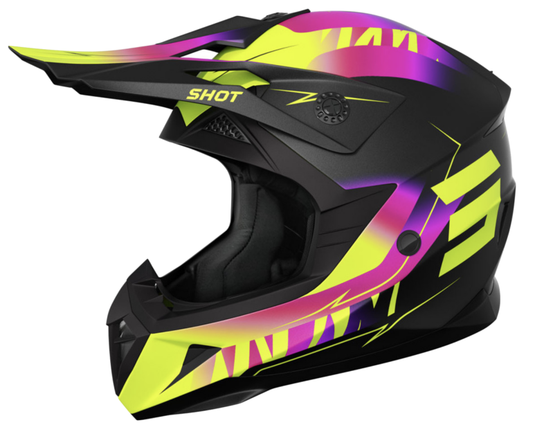 CASQUE CROSS SHOT FURIOUS- ROSE JAUNE FLUO MAT MOTO PASSION 81 MOTO PAS CHER