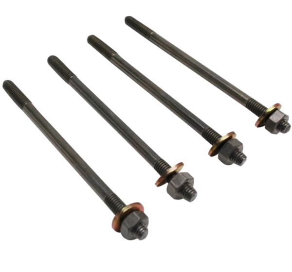 GOUJON DE CYLINDRE SCOOT ADAPTABLE MBK 50 BOOSTER, STUNT/YAMAHA 50 BWS, SLIDER (JEU DE 4 AVEC ECROUS ET RONDELLES) (M6 x 106mm) SCOOTER PAS CHER