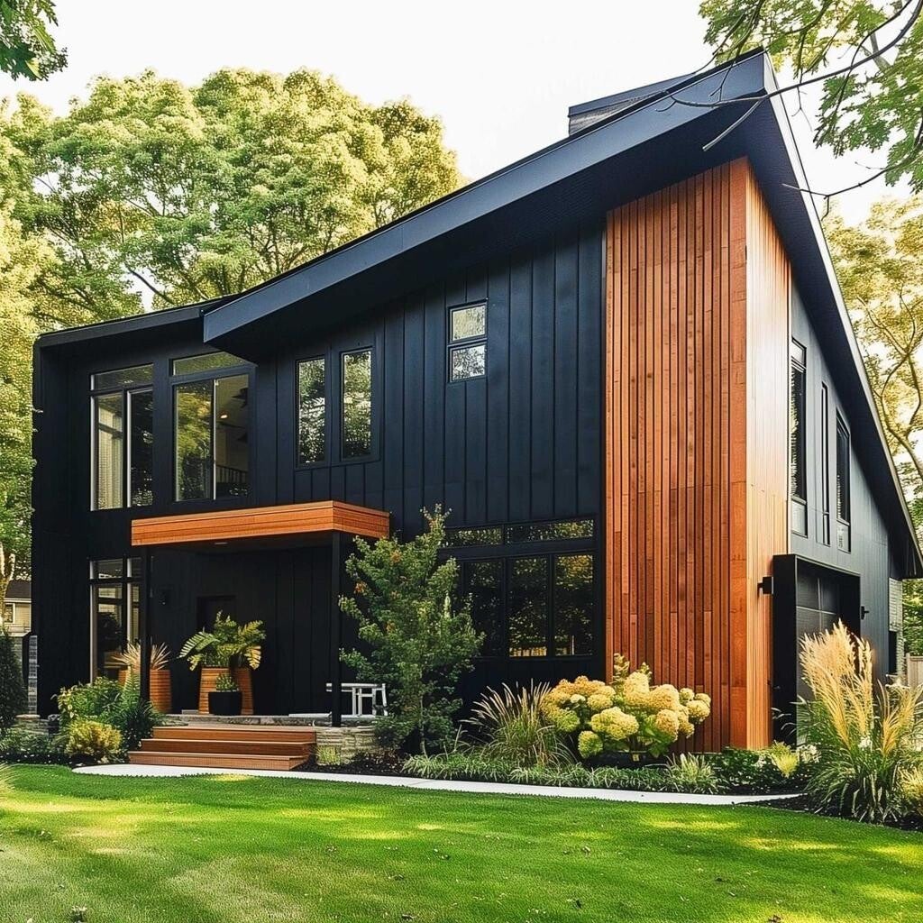 Moderne gevel in thermowood