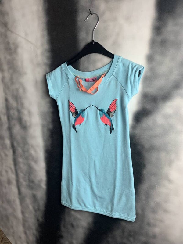 Ochill lichtblauw kleed vogels