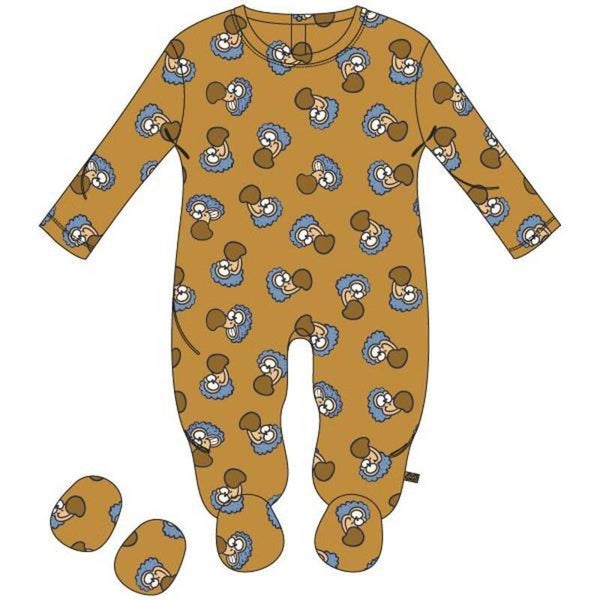 WOODY DODO VELOURS KRUIPPAKJE GEEL PRINT ALL OVER UNISEX 18M