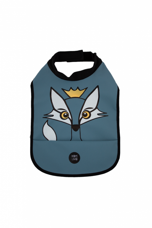 BABY LIVIA HIGH NECK BIB FOX WAVY BLUE