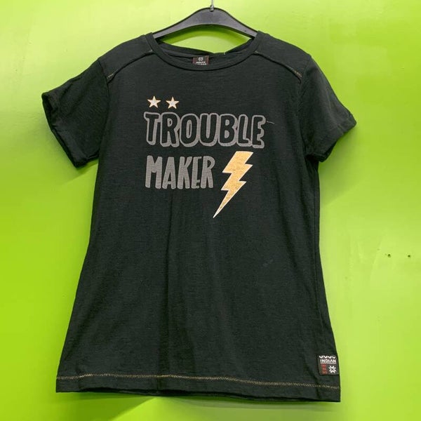 IBJ TSHIRT KM ZWART TROUBLEMAKER 140