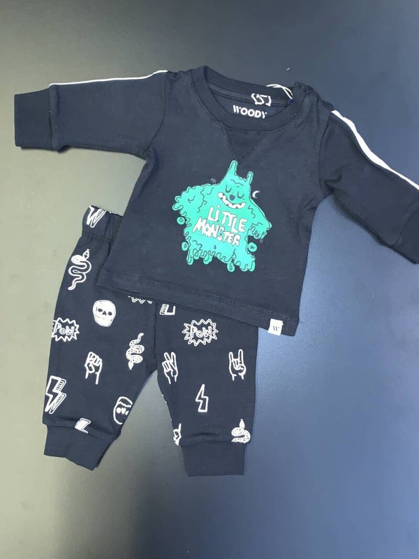 WOODY MONSTER ZWART/ PRINT ALL OVER JONGEN 18M