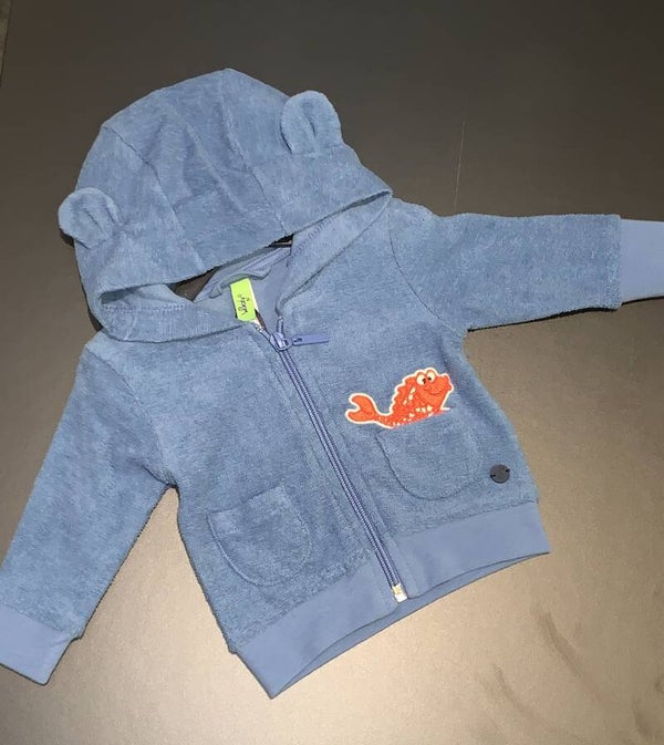 WOODY VIS VESTJE BADSTOF BLAUW UNISEX 1M