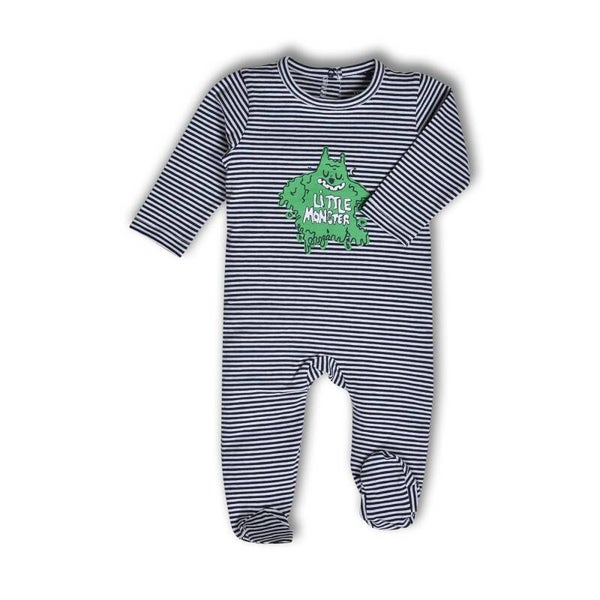 WOODY MONSTER KRUIPPAKJES ZWART/WIT STREEP ALL OVER JONGEN 9M