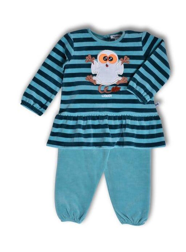 WOODY SPOOKDIER VELOURS STREEP PETROL/ BLAUW MEISJE 3M