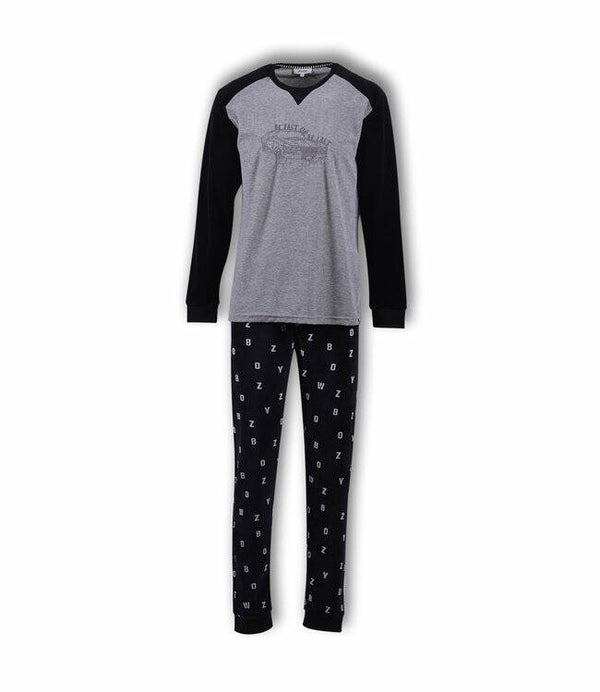 WOODY ZWART VELOURS GRIJS/ LETTER ALL OVER JONGEN 12J