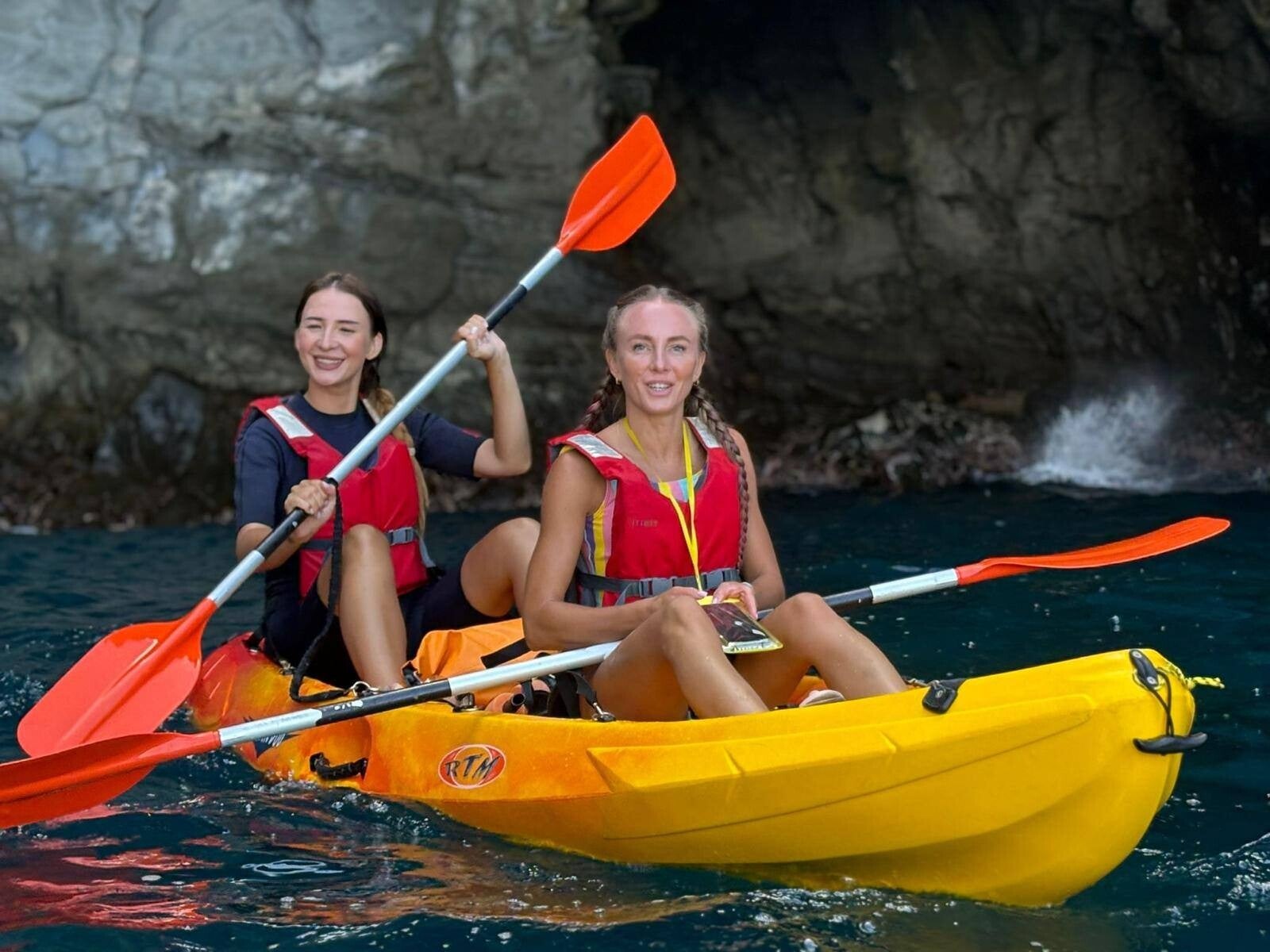 Smiles after discovering the Pink Cave.