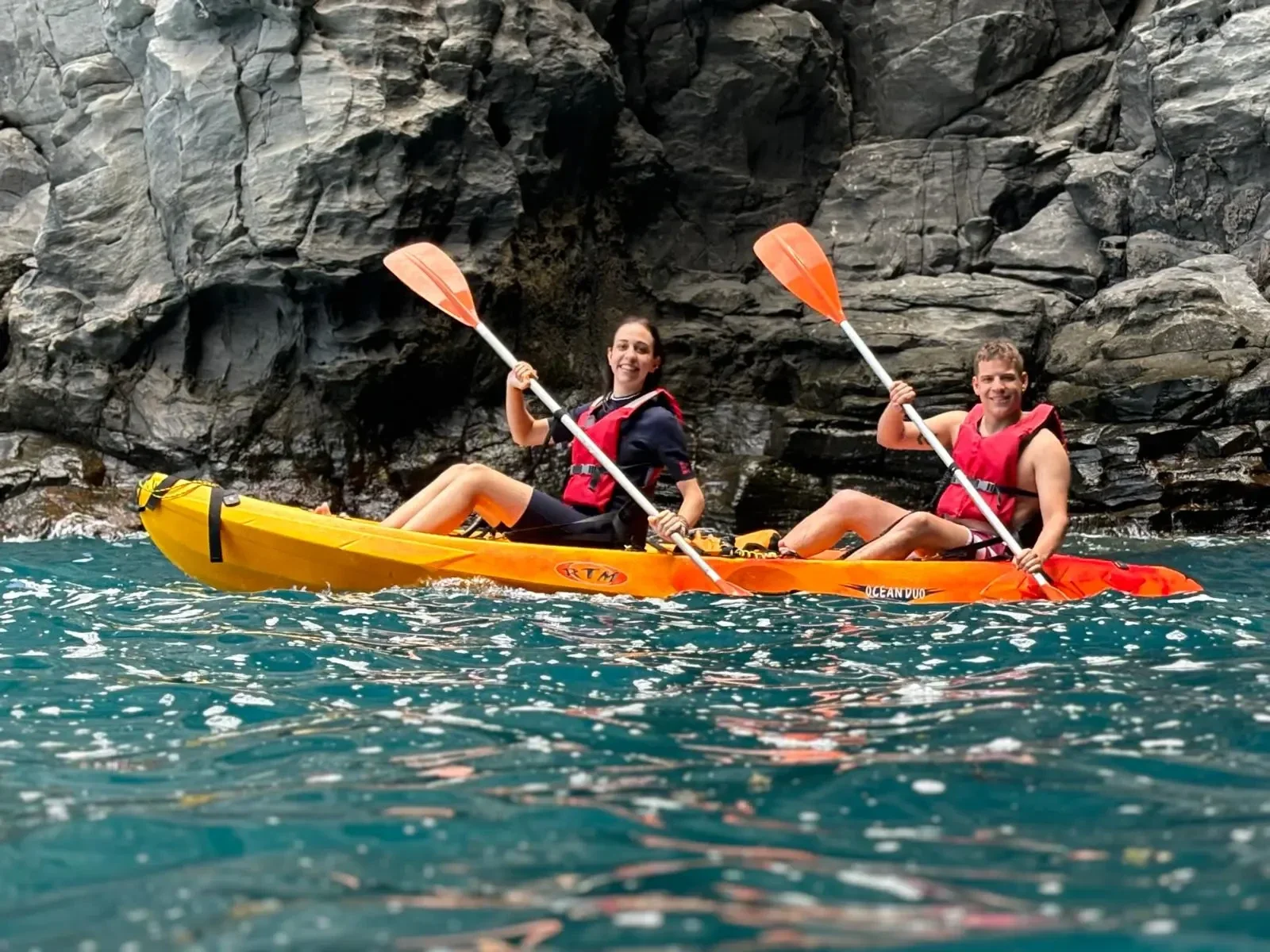 View of the southern coast of Tenerife from the kayak.