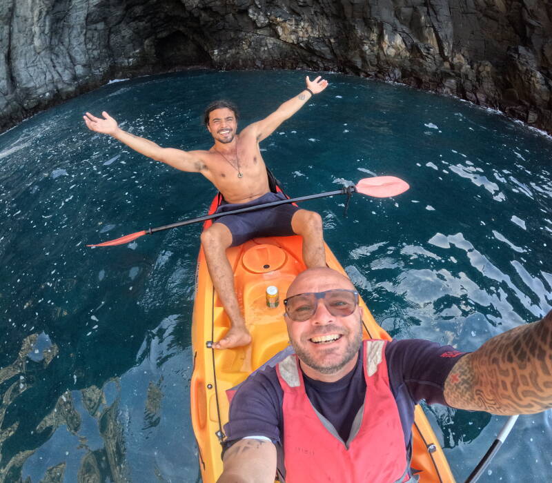 Kayak excursion in front of Palm Mar Cave