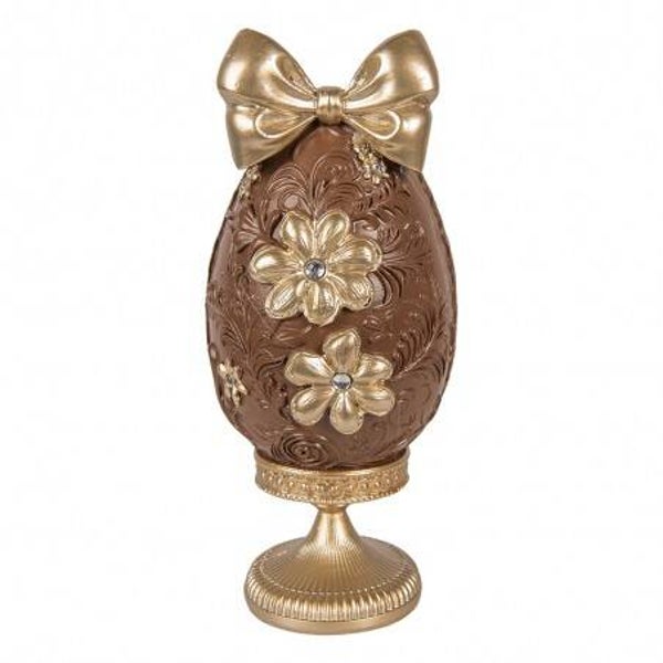 Clayre en Eef Decoratie Beeld Ei 10x9x21 cm Bruin Kunststof