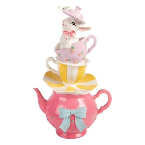 Clayre & Eef Decoratie Beeld Konijn 16x13x26 cm Wit Kunststof