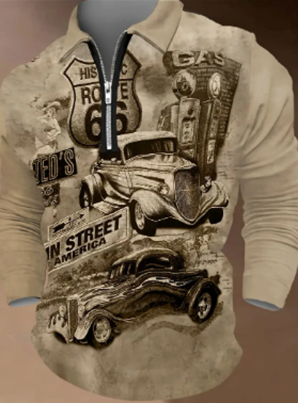 Vintage route 66 casual pullover