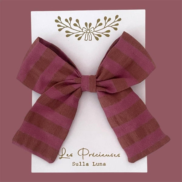 Grand noeud rayé rose indien & choco
