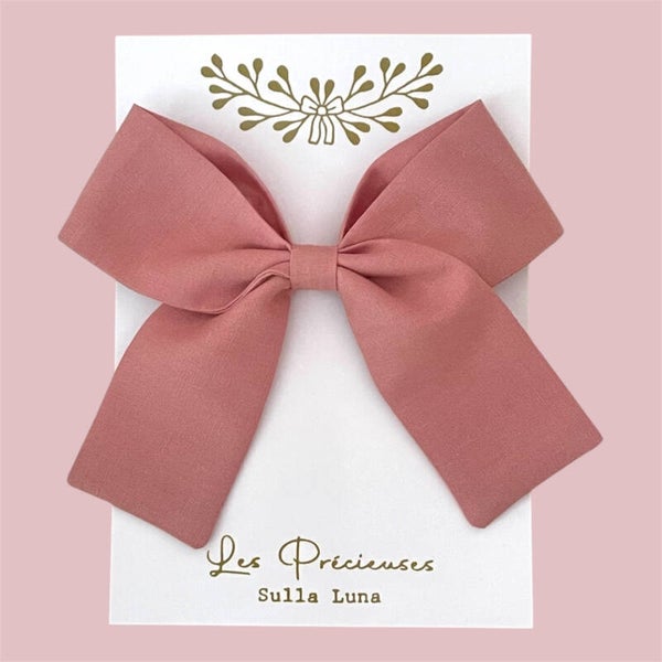 Barrette grand noeud Bois de Rose