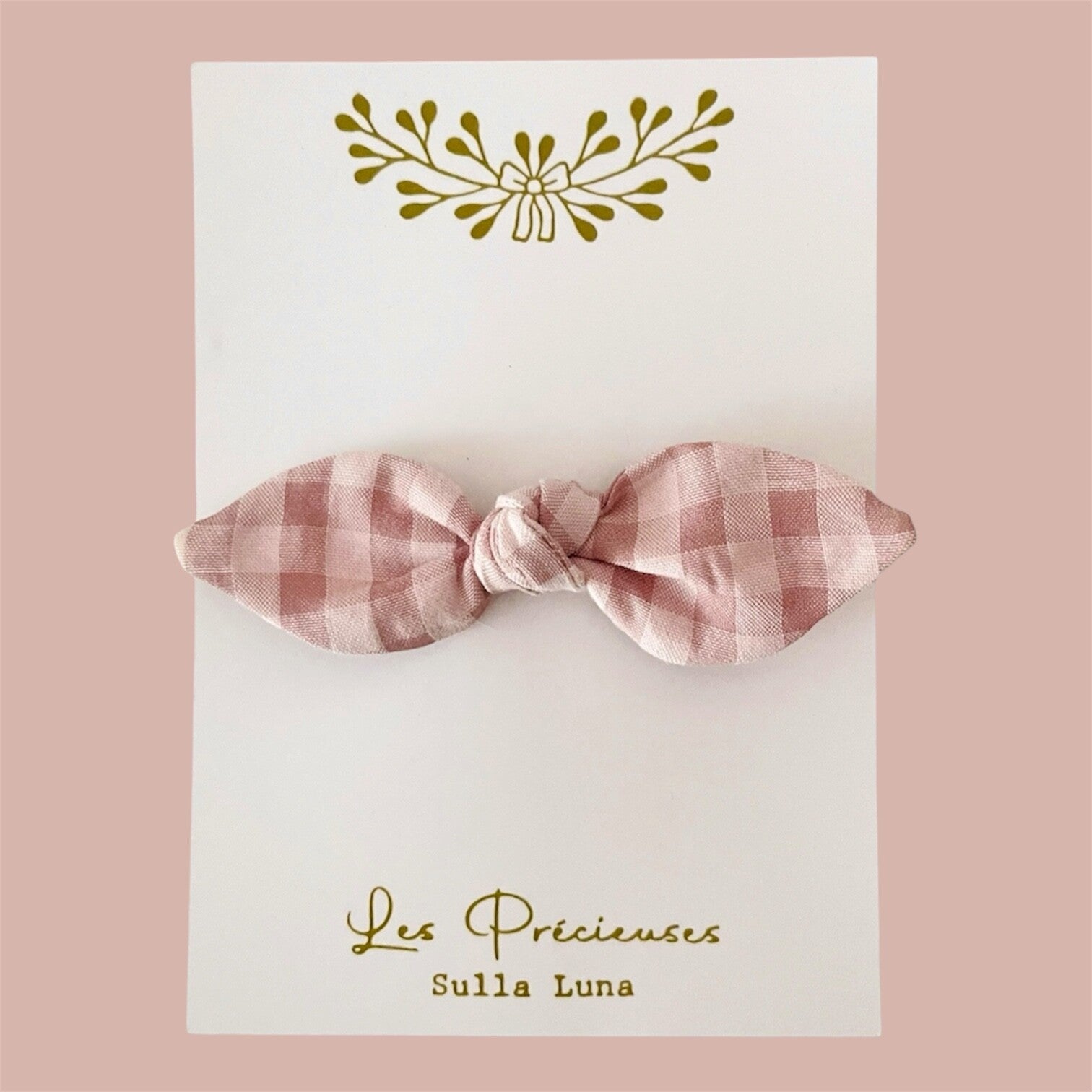 Barrette feuille vichy Bois de Rose