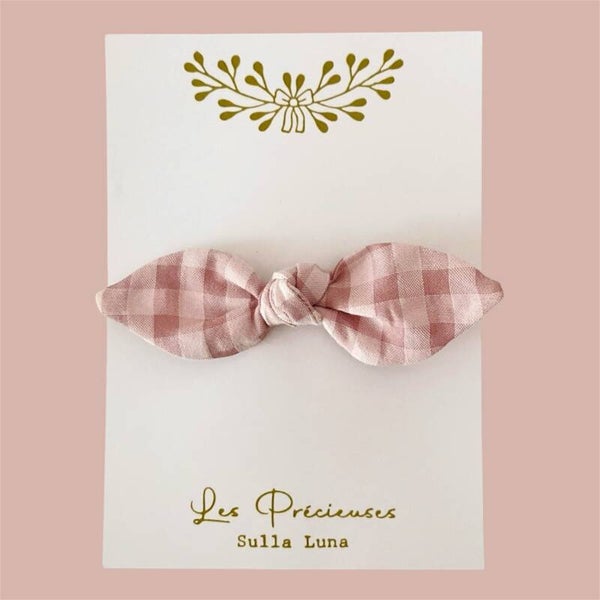 Barrette feuille vichy Bois de Rose