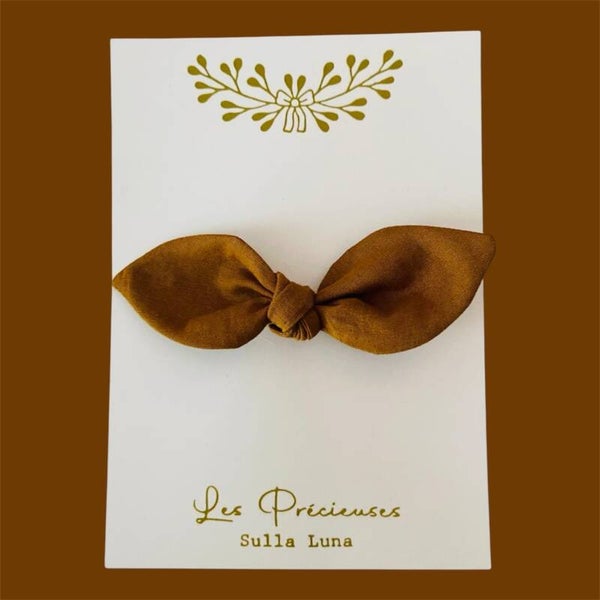 Barrette feuille uni Cannelle