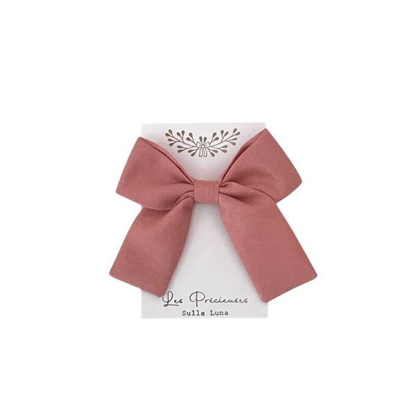 Barrette noeud uni Bois de Rose
