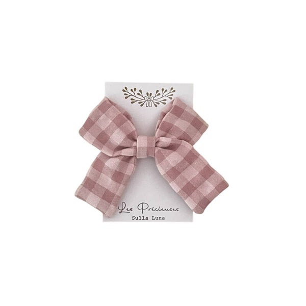 Barrette noeud vichy Bois de Rose