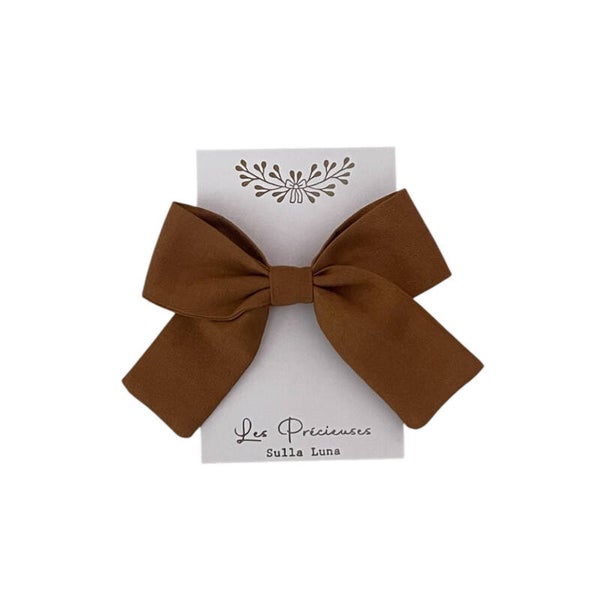 Barrette noeud uni Cannelle
