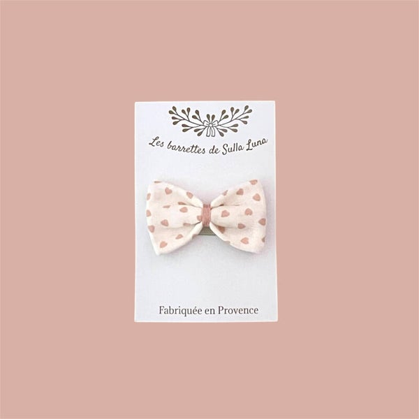 Barrette bébé blanche coeurs rose