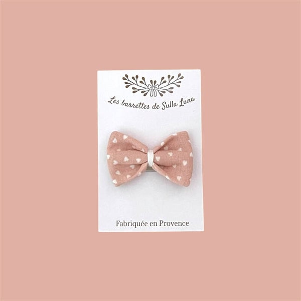 Barrette bébé rose coeurs blanc