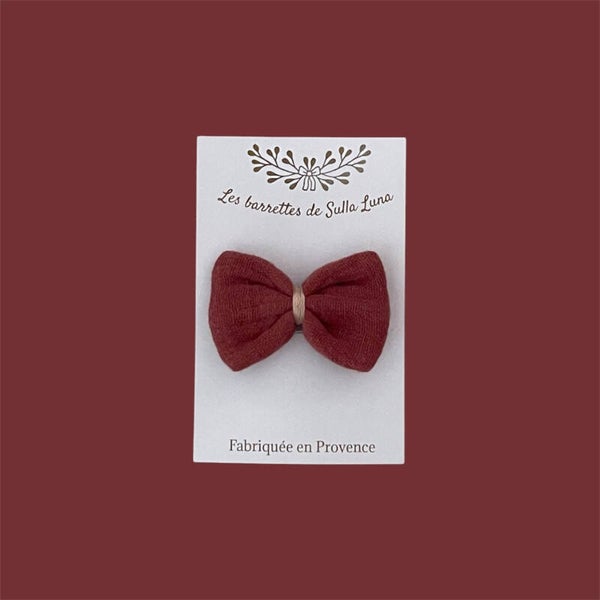 Barrette bébé gaze bordeaux