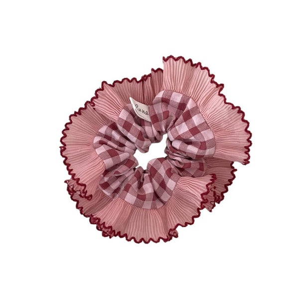 Petit chouchou dentelle vichy rose & framboise