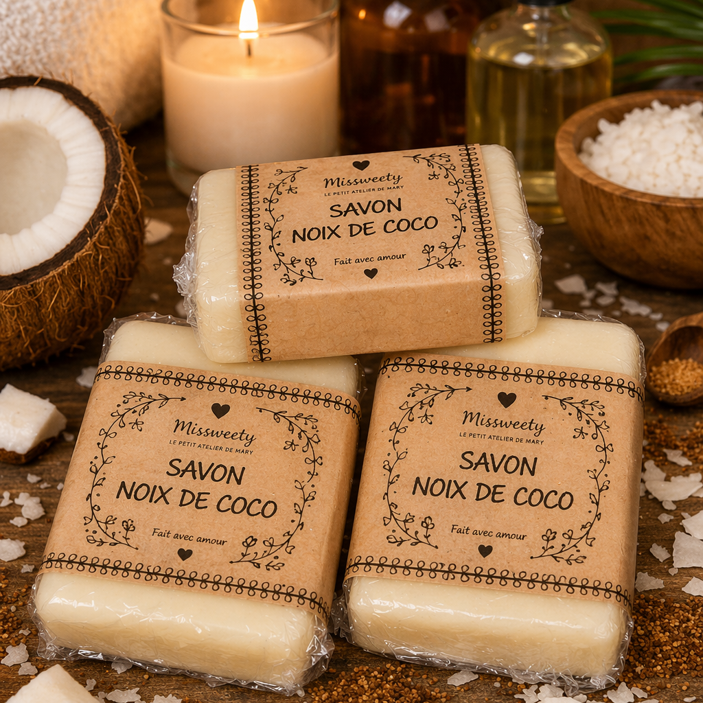 DOUCEUR Noix de Coco Savon artisanal – Hydratant & Nourrissant