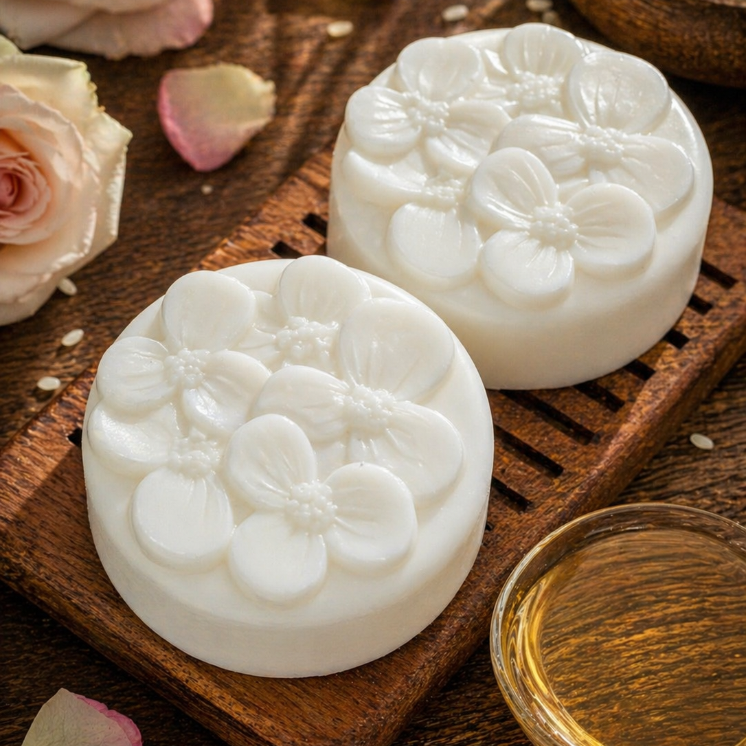 Savon Artisanal Voile de Rose Collagène, Protéines de Soie & Rose Musquée