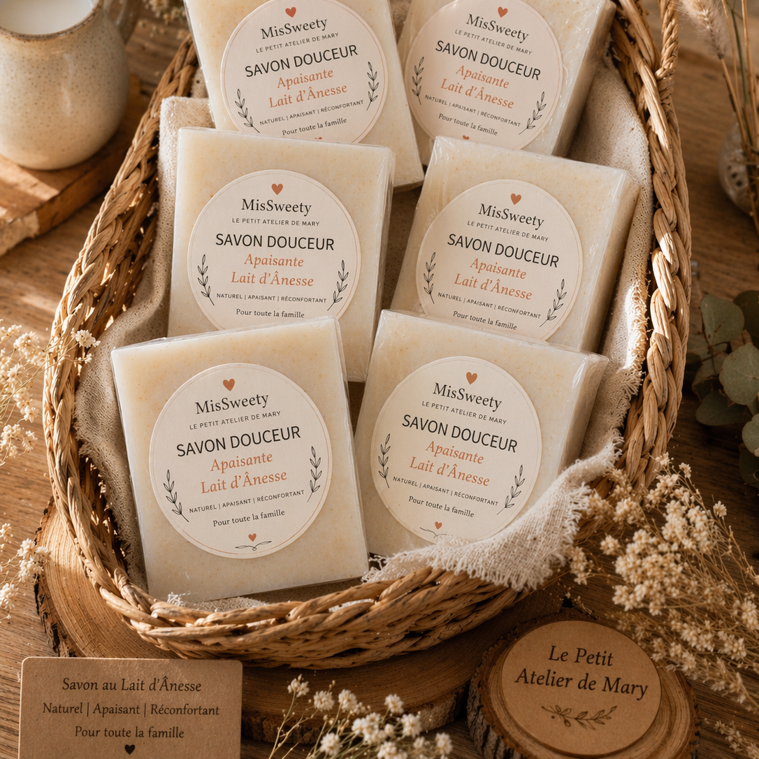 DOUCEUR Apaisante Lait d’Ânesse & Camomille Savon artisanal – Haute Tolérance