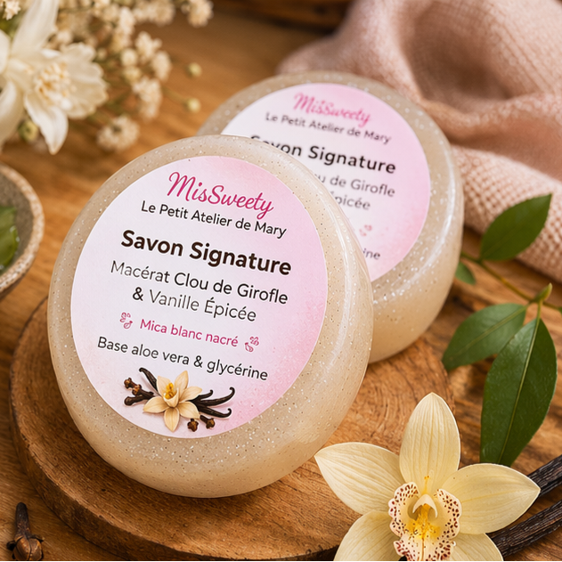 DOUCEUR Signature Clou de Girofle & Vanille Épicée Savon artisanal – Tonifiant & Sensoriel