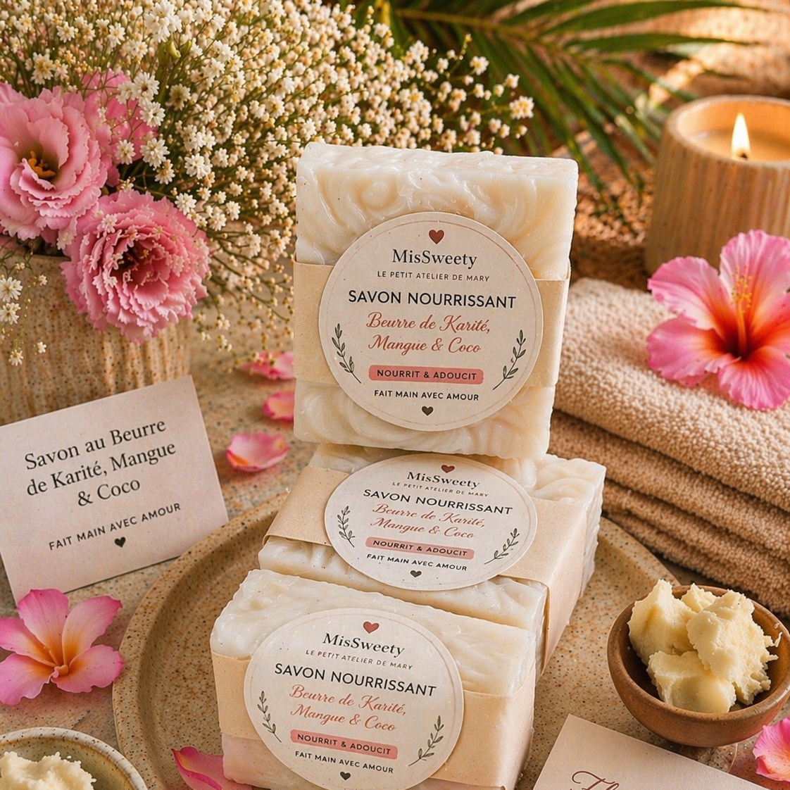 DOUCEUR Fleur des Îles Savon artisanal – Nourrissant & Douceur