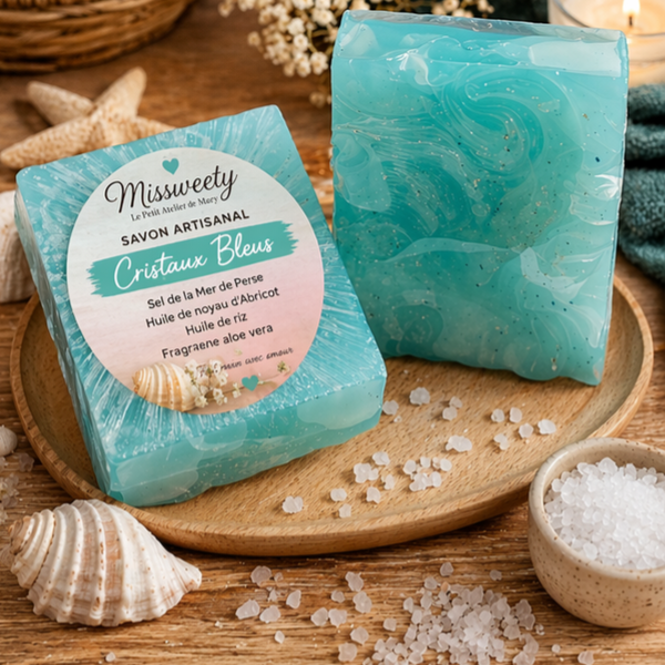 CRISTAUX BLEUS Savon artisanal – Fraîcheur & Éclat
