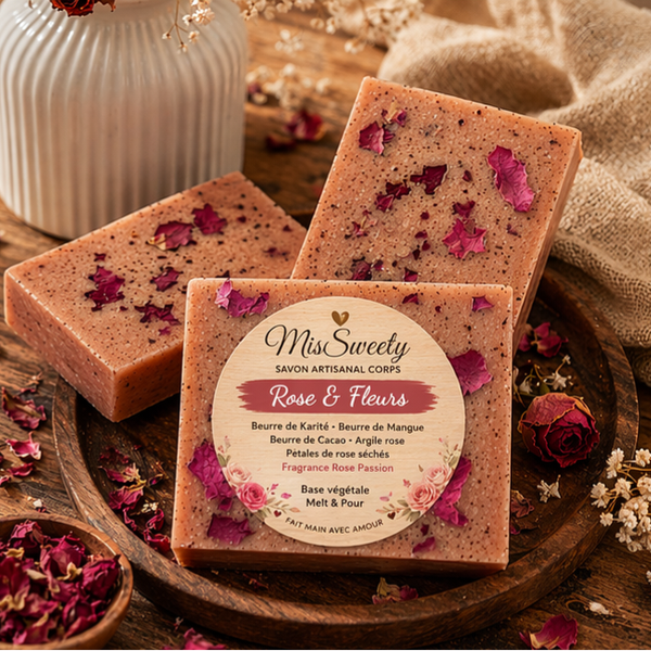 DOUCEUR Rose & Fleurs Savon artisanal – Douceur & Éclat