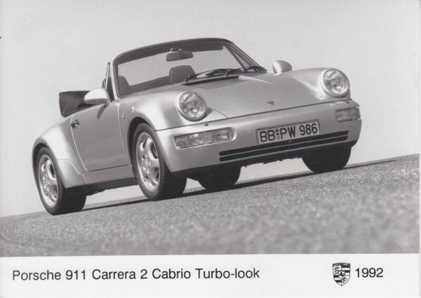 Porsche 911 Carrera 2 Cabrio Turbo-look, press photo, 1992